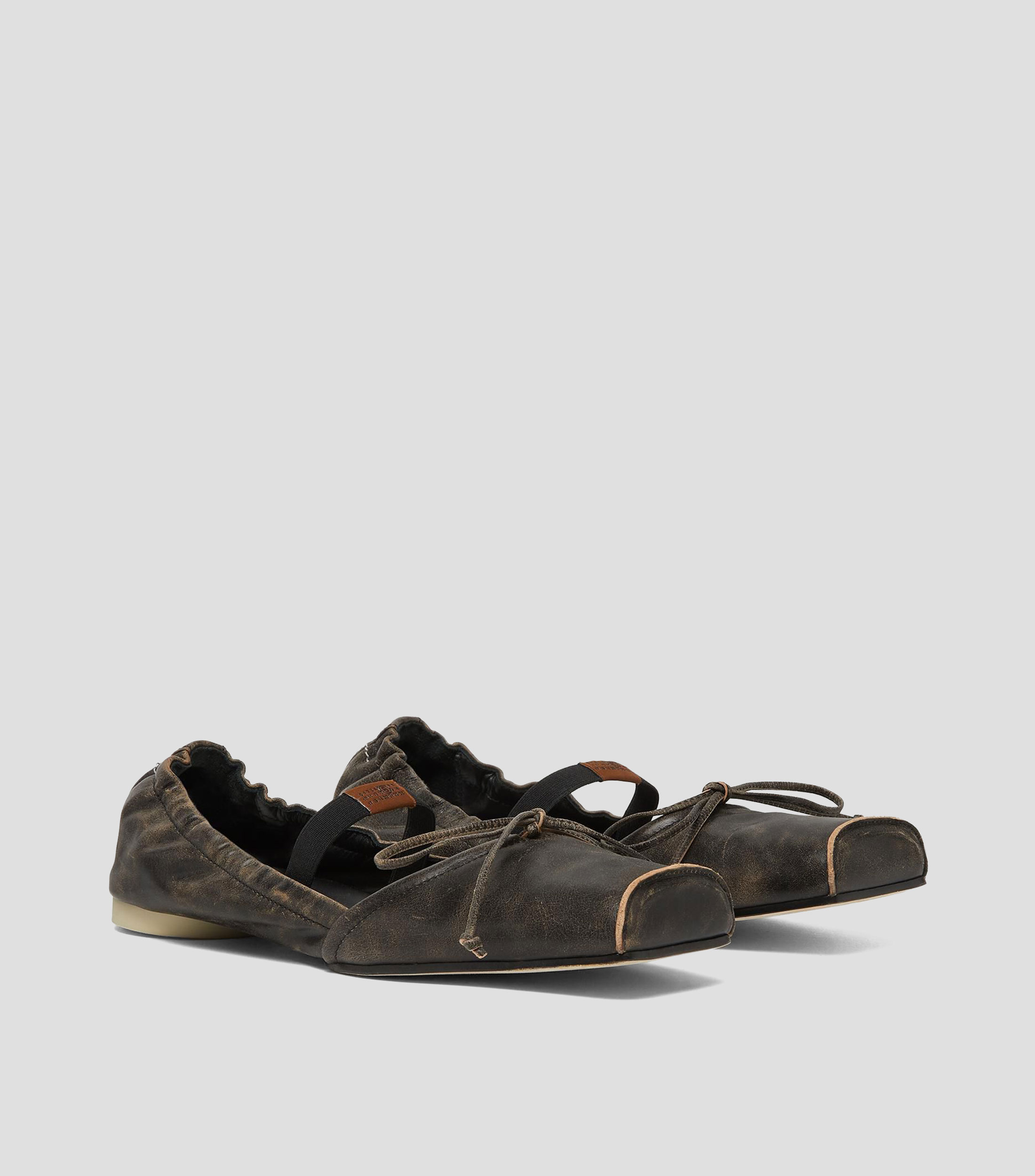 Flats en piel con lazo Mujer